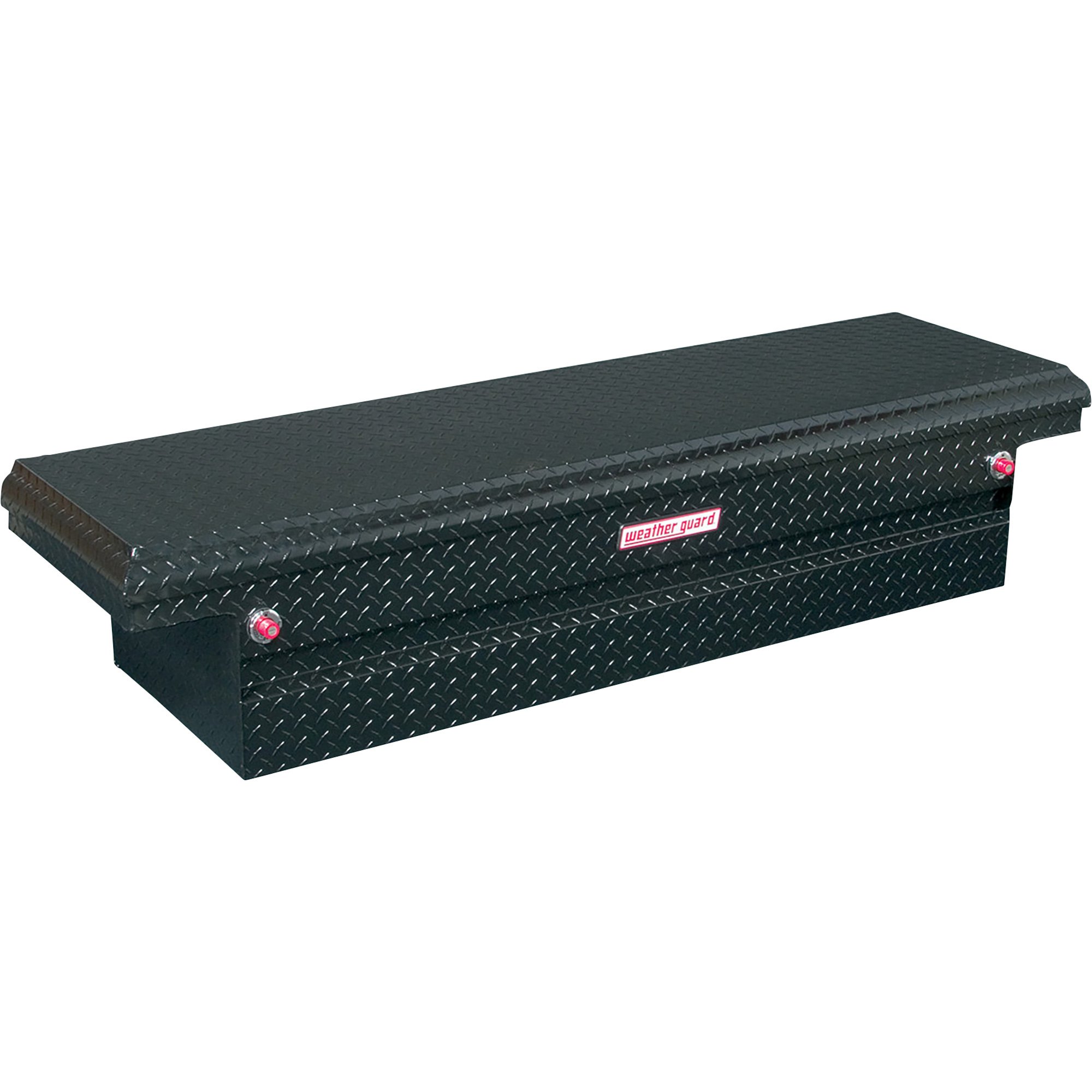 Weather Guard Full-Size Low Profile Saddle Truck Tool Box — Aluminum, Gloss Black Diamond Plate, Rotary Latches, 71.5in. x 20.25in. x 15in., Model# 121-5-01